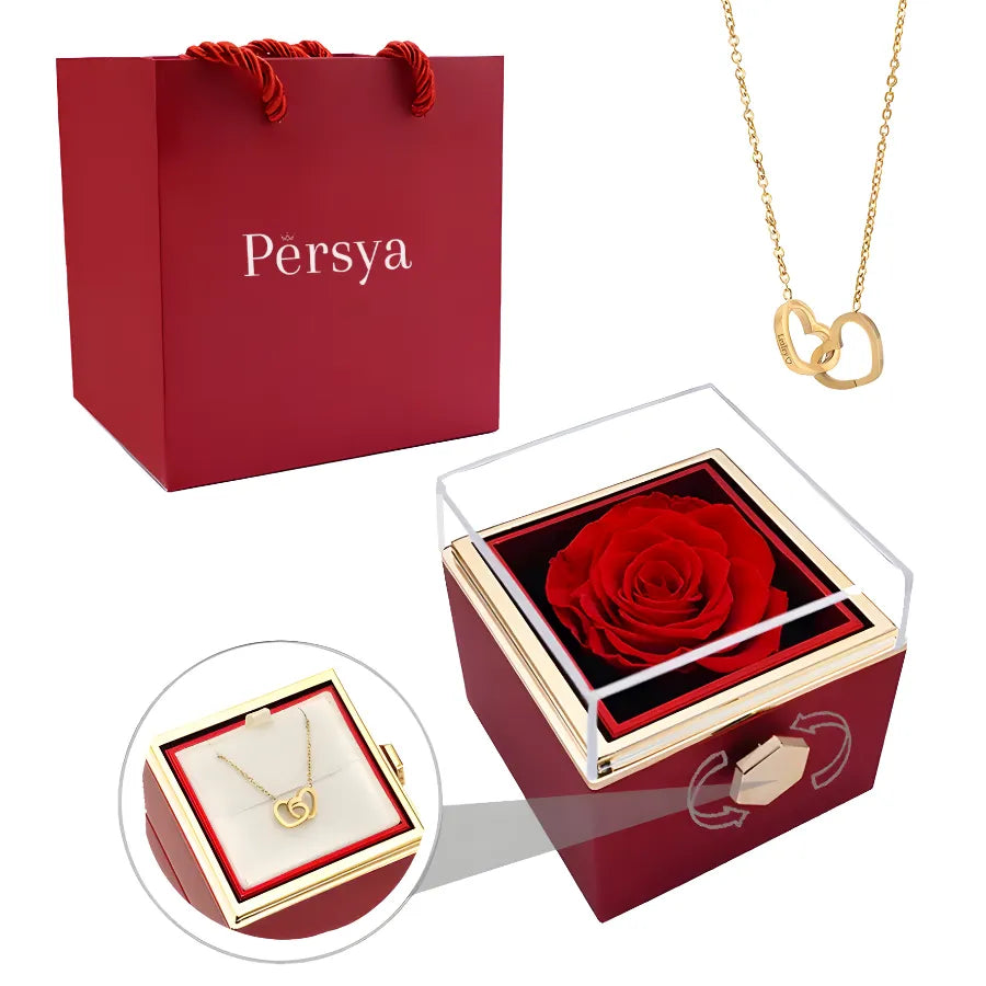 CAIXA DE ROSA PERSYA C/ COLAR PERSONALIZADO